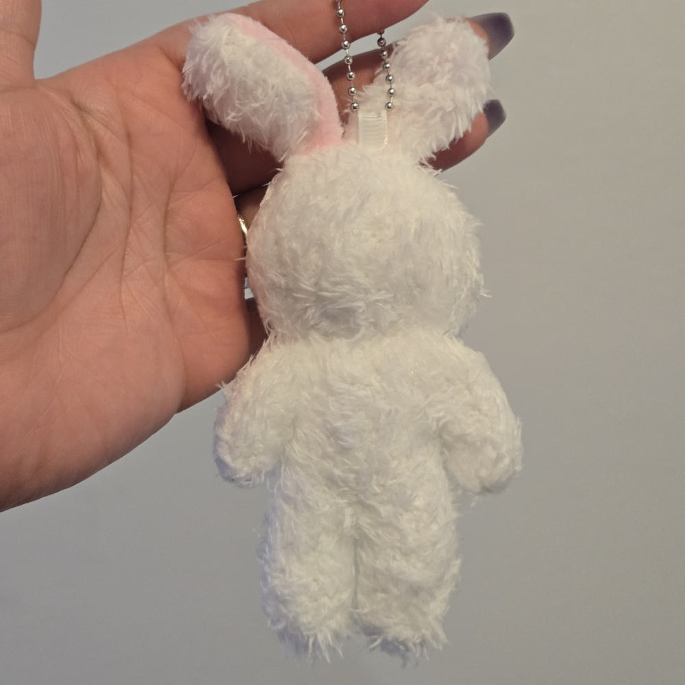🍒🍒 (Bundle Only) Fluffy White and Pink Bunny Plush Charm - Picture 3 of 5